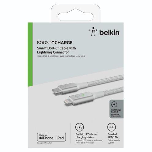 Belkin Smart LED cavo bian.1,2m USB-C / Lightning   CAA006bt04WH