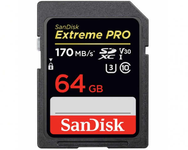 SANDISK SD EXTREME PRO 64GB  ( V30; U3; UHS I; C10; R: 170MB/S; W: 90MB/S )