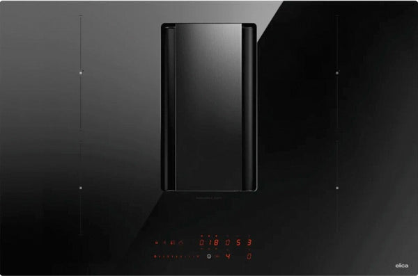 Elica NIKOLATESLA ALPHA BL/F/78 Suit Collection Piano cottura induzione con cappa integrata filtrante cm. 80 - vetro nero