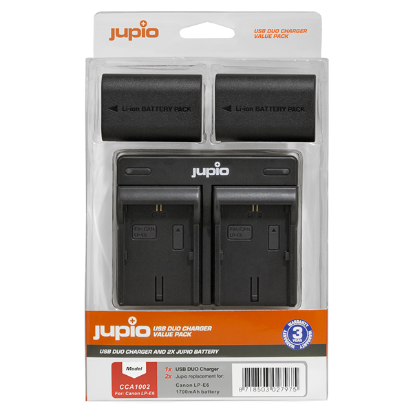 Jupio Value Pack: 2x Batteria LP-E6 1700mAh + USB caricatore doppio
