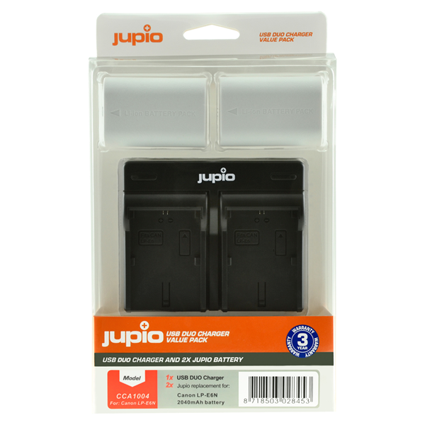 Jupio Value Pack: 2x Batteria LP-E6N *ULTRA* 2040mAh + USB caricatore doppio