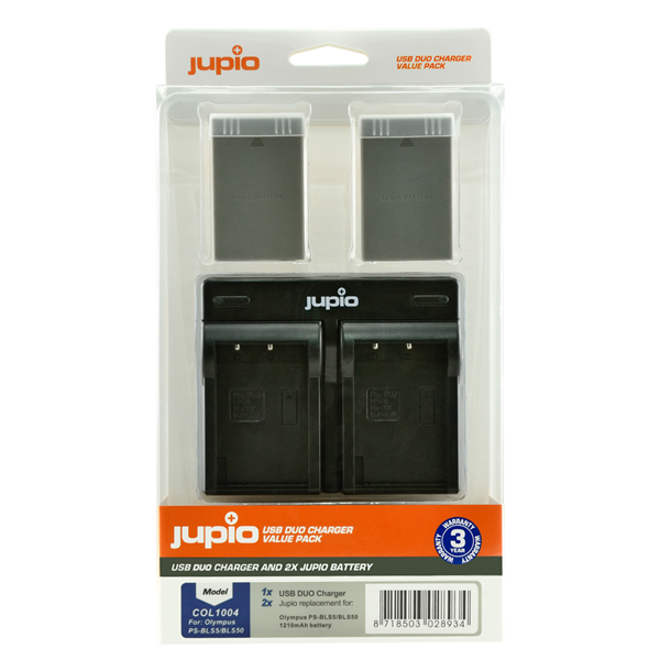 Jupio Value Pack: 2x Batteria PS-BLS5 / PS-BLS50 1210mAh + USB caricatore doppio