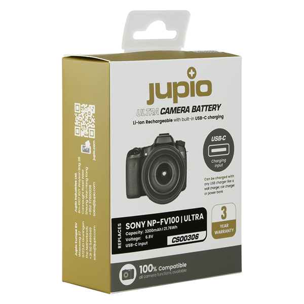Jupio Batteria *ULTRA C* Sony NP-FV100 (USB-C input) 3200mAh