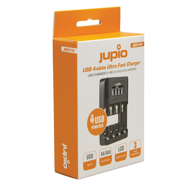 Jupio USB 4-slots caricatore LCD  per batteria ultra rapido