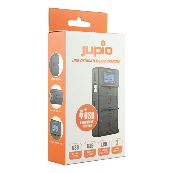 Jupio Caricabatteria doppio USB -  LCD per  Sony NP-FH50/70/100 NP-FV50/70/100