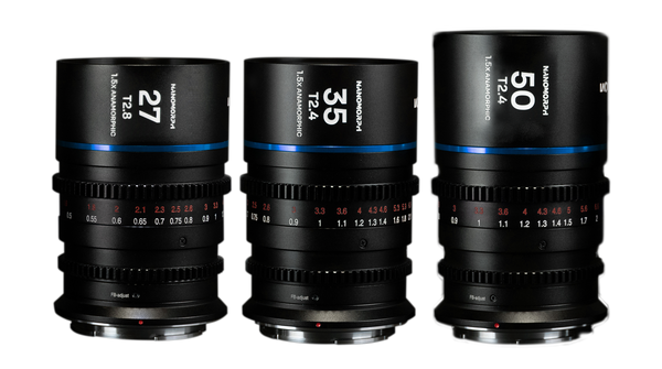 Laowa Venus Optics  S35 Prime Kit NanoMorph (27mm-35mm-50mm) Blue Canon RF Cine