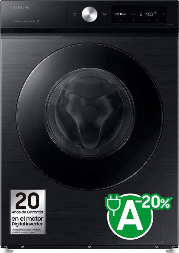 Samsung Lavatrice 9 kg Classe A Centrifuga 1400 Giri Profondità 60 cm Inverter Funzione Vapore Wi-Fi colore Nero - WW90DB7U94GBU3