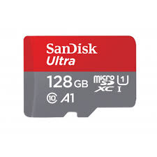SANDISK MICRO SD ULTRA 128 GB  +ADATT SD (A1 -U1 -UHS I -C10 -V:667X -R:100MB/S)